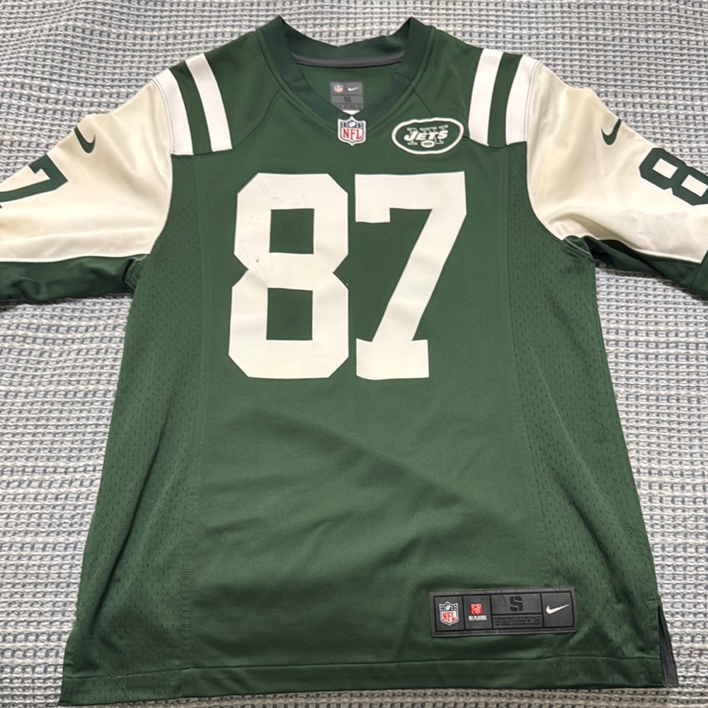 Nike Green and White Eric Decker On Field Jets Jersey